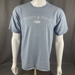 Nike Vintage 90's Track & Field Blue Shirt Cotton Crewneck T-Shirt Size Large